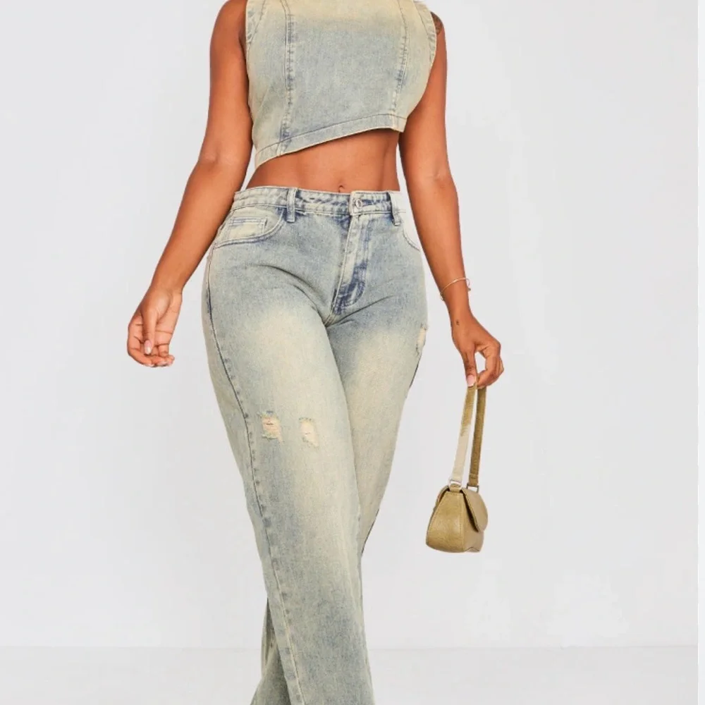 Shape Acid Wash Denim Set – Crop Top & Flare Jeans - Picture 1 of 8